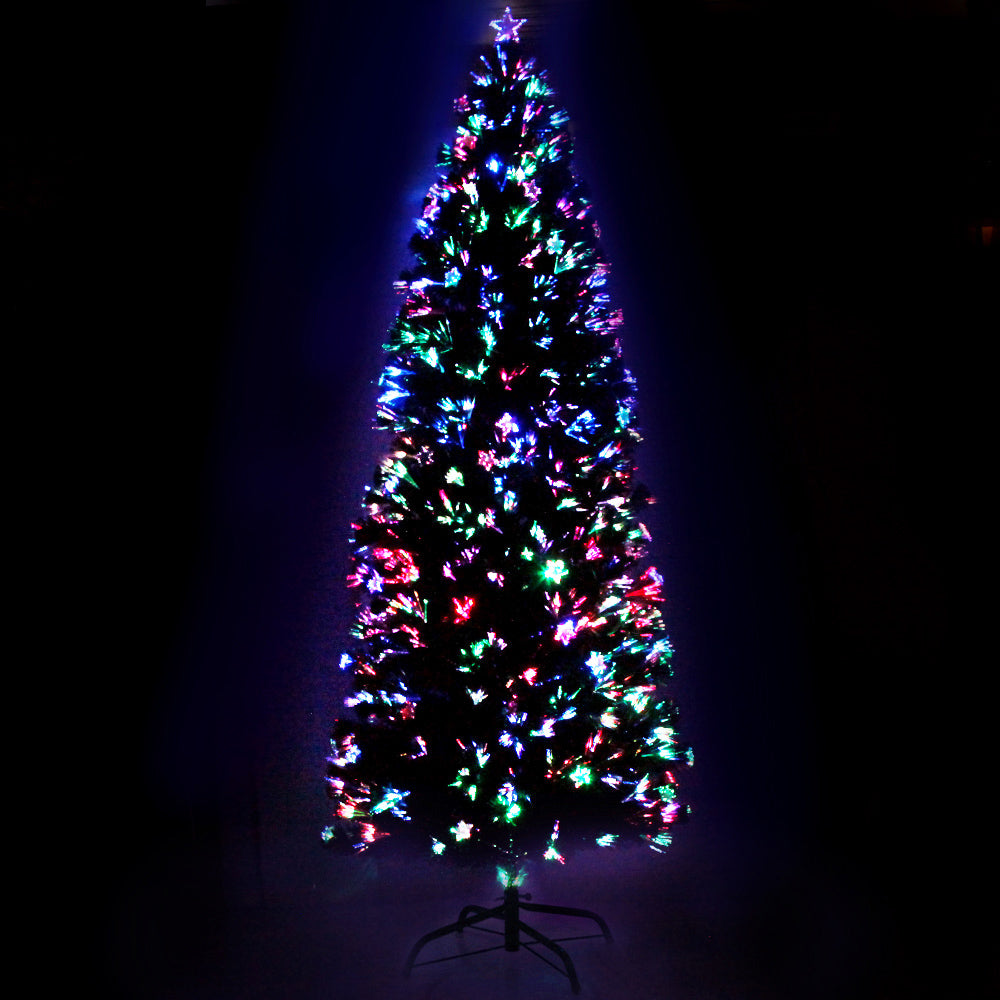 Jingle Jollys 2.4m Christmas Tree Optic Fibre LED Xmas tree Multi Colour XM-TR-LED-8F-GR