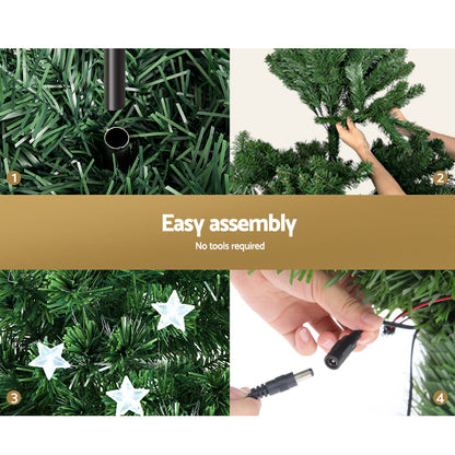 Jingle Jollys 2.4m Christmas Tree Optic Fibre LED Xmas tree Multi Colour XM-TR-LED-8F-GR