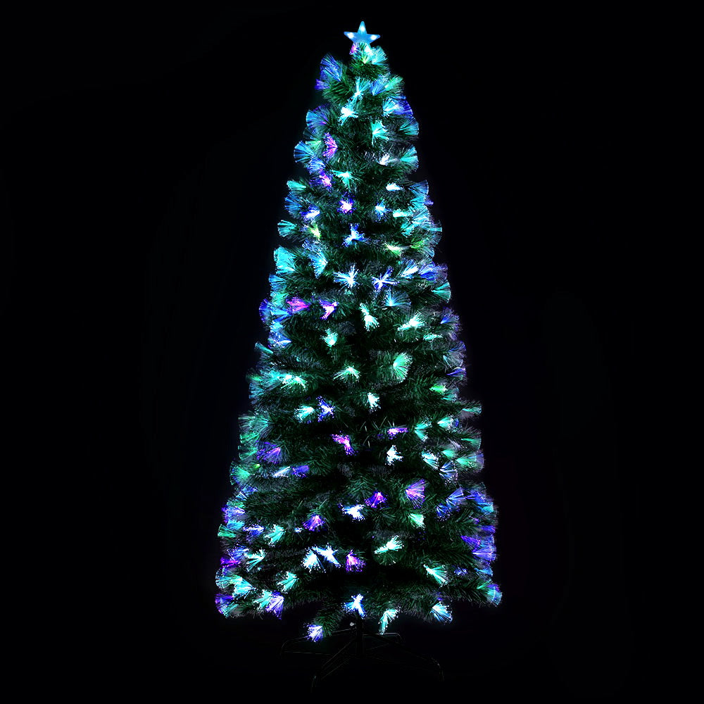 Jingle Jollys Christmas Tree 2.1M 7FT LED Xmas Multi Colour Lights Optic Fibre XM-TR-LED-FO-7F-RB