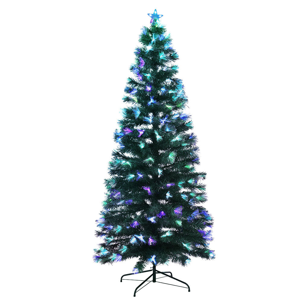 Jingle Jollys Christmas Tree 2.1M 7FT LED Xmas Multi Colour Lights Optic Fibre XM-TR-LED-FO-7F-RB