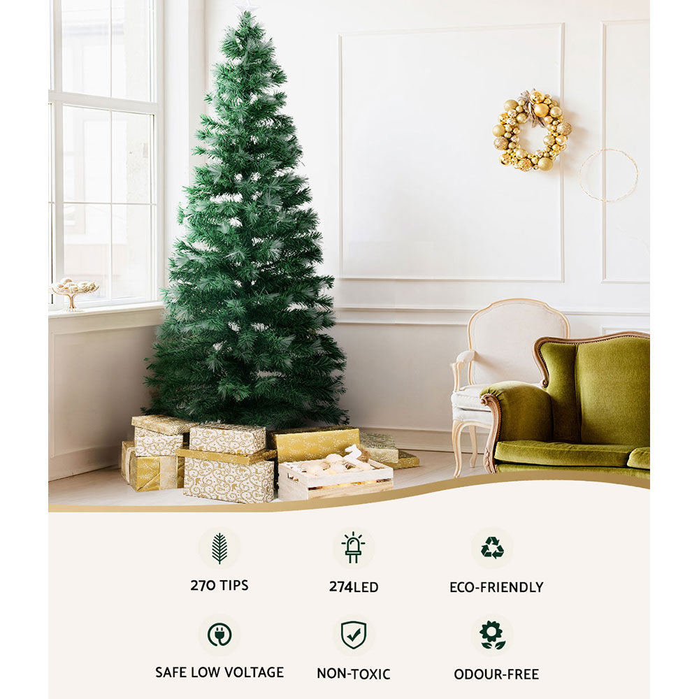 Jingle Jollys Christmas Tree 2.1M 7FT LED Xmas Multi Colour Lights Optic Fibre XM-TR-LED-FO-7F-RB