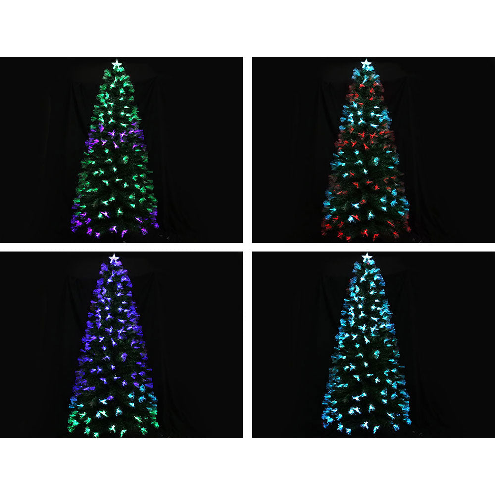 Jingle Jollys Christmas Tree 2.1M 7FT LED Xmas Multi Colour Lights Optic Fibre XM-TR-LED-FO-7F-RB