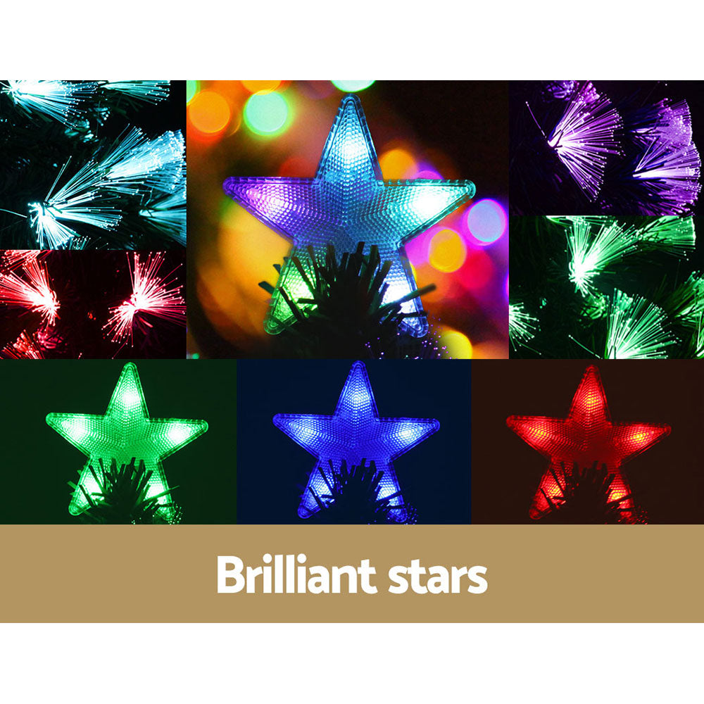 Jingle Jollys Christmas Tree 2.1M 7FT LED Xmas Multi Colour Lights Optic Fibre XM-TR-LED-FO-7F-RB