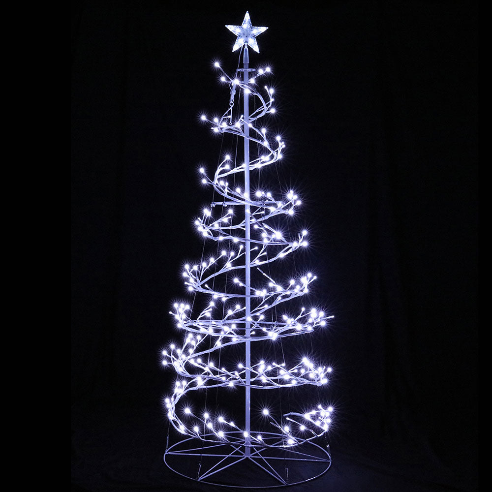 Jingle Jollys Christmas Tree 1.8M 6FT LED Xmas Decoration Cold White Lights XM-TR-LED-SPIRAL-7F-WW