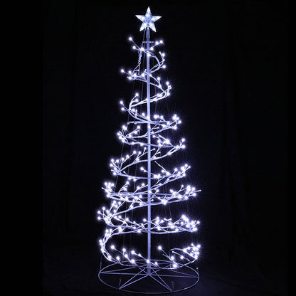 Jingle Jollys Christmas Tree 1.8M 6FT LED Xmas Decoration Cold White Lights XM-TR-LED-SPIRAL-7F-WW