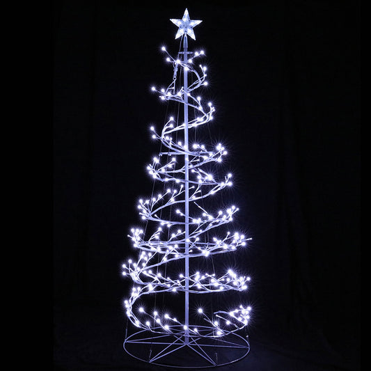 Jingle Jollys Christmas Tree 1.8M 6FT LED Xmas Decoration Cold White Lights XM-TR-LED-SPIRAL-7F-WW