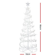 Jingle Jollys Christmas Tree 1.8M 6FT LED Xmas Decoration Cold White Lights XM-TR-LED-SPIRAL-7F-WW