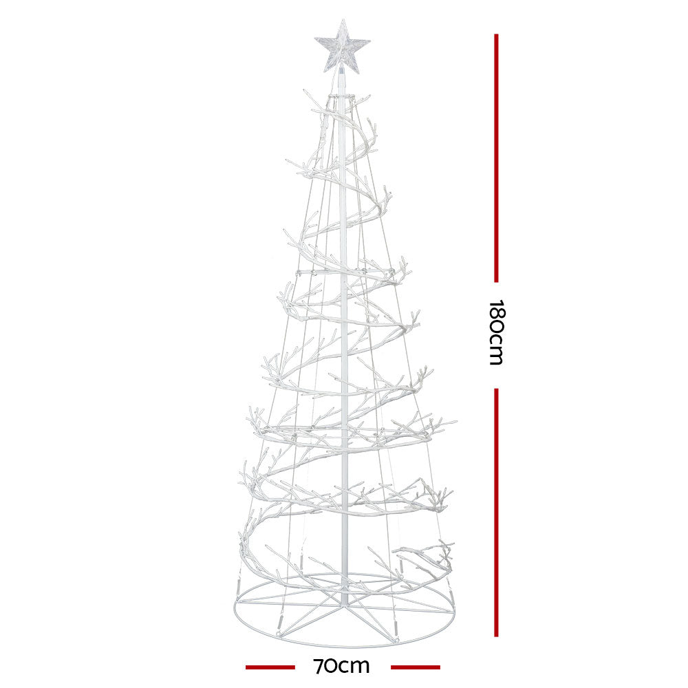 Jingle Jollys Christmas Tree 1.8M 6FT LED Xmas Decoration Cold White Lights XM-TR-LED-SPIRAL-7F-WW