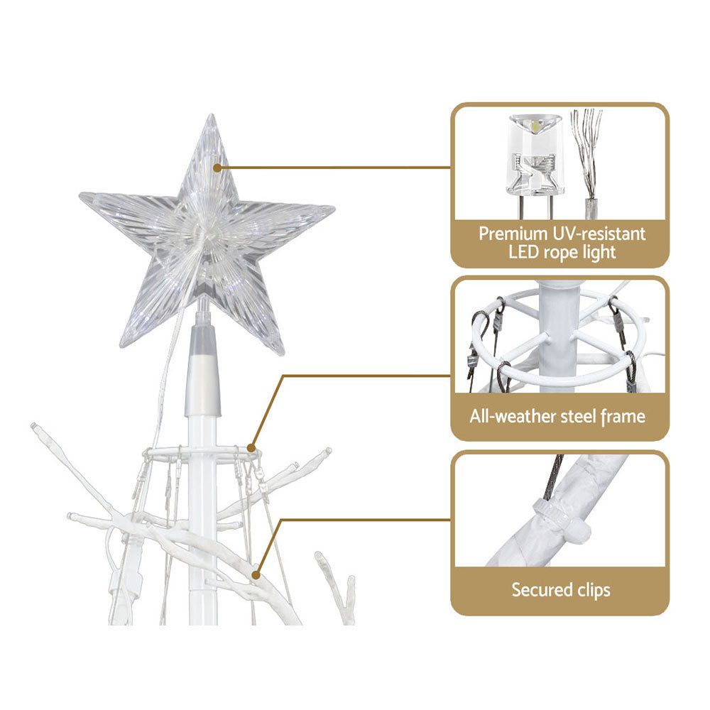 Jingle Jollys Christmas Tree 1.8M 6FT LED Xmas Decoration Cold White Lights XM-TR-LED-SPIRAL-7F-WW