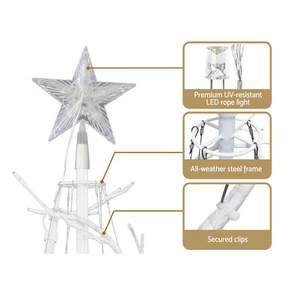 Jingle Jollys Christmas Tree 1.8M 6FT LED Xmas Decoration Cold White Lights XM-TR-LED-SPIRAL-7F-WW