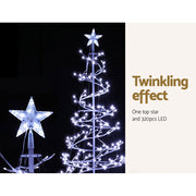 Jingle Jollys Christmas Tree 1.8M 6FT LED Xmas Decoration Cold White Lights XM-TR-LED-SPIRAL-7F-WW