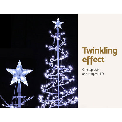 Jingle Jollys Christmas Tree 1.8M 6FT LED Xmas Decoration Cold White Lights XM-TR-LED-SPIRAL-7F-WW