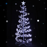 Jingle Jollys Christmas Tree 1.8M 6FT LED Xmas Decoration Cold White Lights XM-TR-LED-SPIRAL-7F-WW