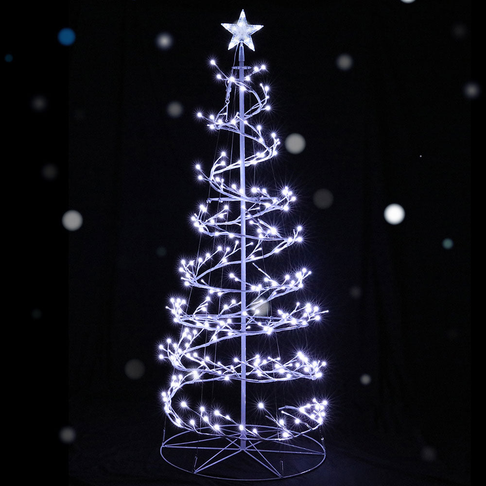 Jingle Jollys Christmas Tree 1.8M 6FT LED Xmas Decoration Cold White Lights XM-TR-LED-SPIRAL-7F-WW