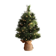 Jingle Jollys Tabletop Christmas Tree 60CM 8 Light Modes Timer Function XM-TR-MINI-2FT-GR
