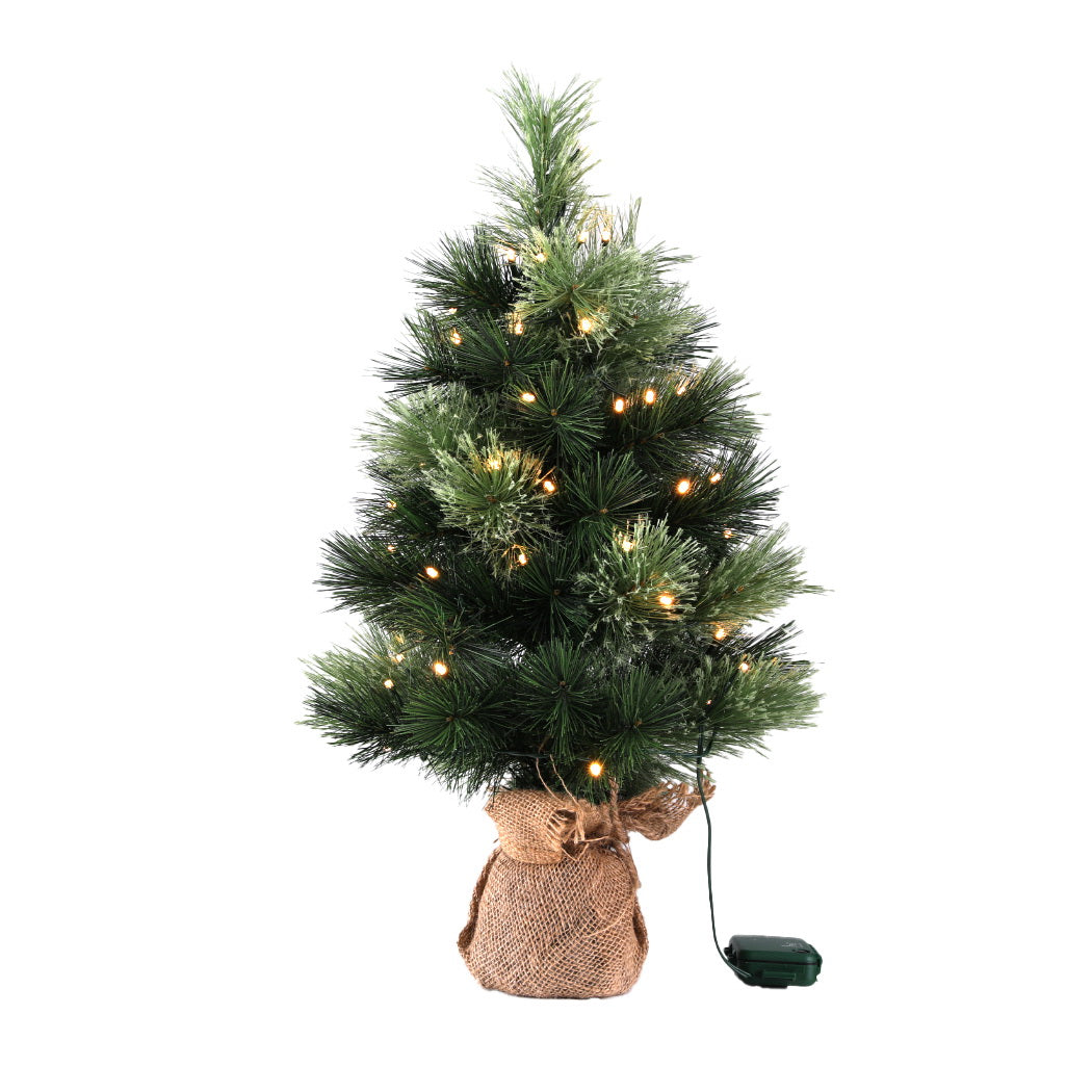 Jingle Jollys Christmas Tree 60CM Mini Tabletop 8 Light Modes Timer Xmas Tree XM-TR-MINI-2FT-GR-LED