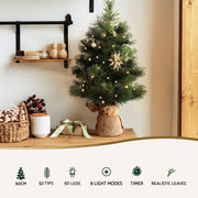 Jingle Jollys Christmas Tree 60CM Mini Tabletop 8 Light Modes Timer Xmas Tree XM-TR-MINI-2FT-GR-LED