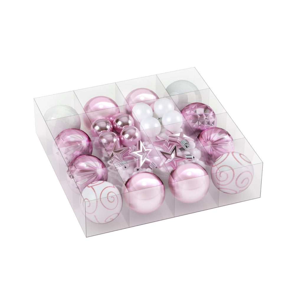 Jingle Jollys 33pcs Christmas Tree Decorations Set Baubles Ornaments Party Pink XM-TR-ORNAMENTS-SET-PK