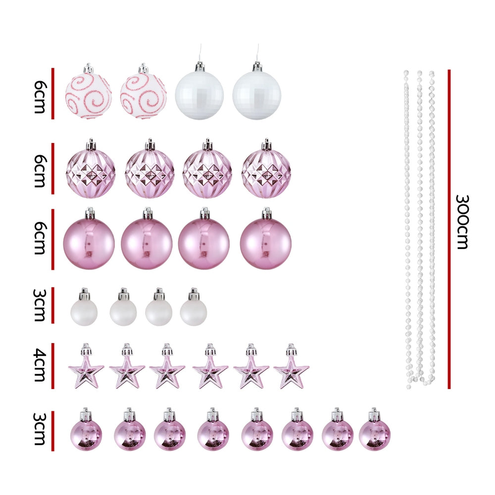 Jingle Jollys 33pcs Christmas Tree Decorations Set Baubles Ornaments Party Pink XM-TR-ORNAMENTS-SET-PK