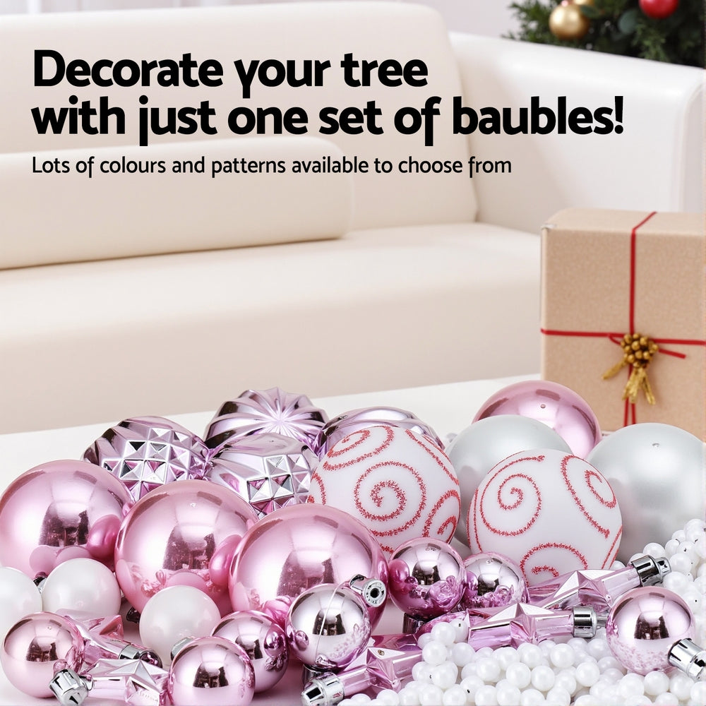 Jingle Jollys 33pcs Christmas Tree Decorations Set Baubles Ornaments Party Pink XM-TR-ORNAMENTS-SET-PK