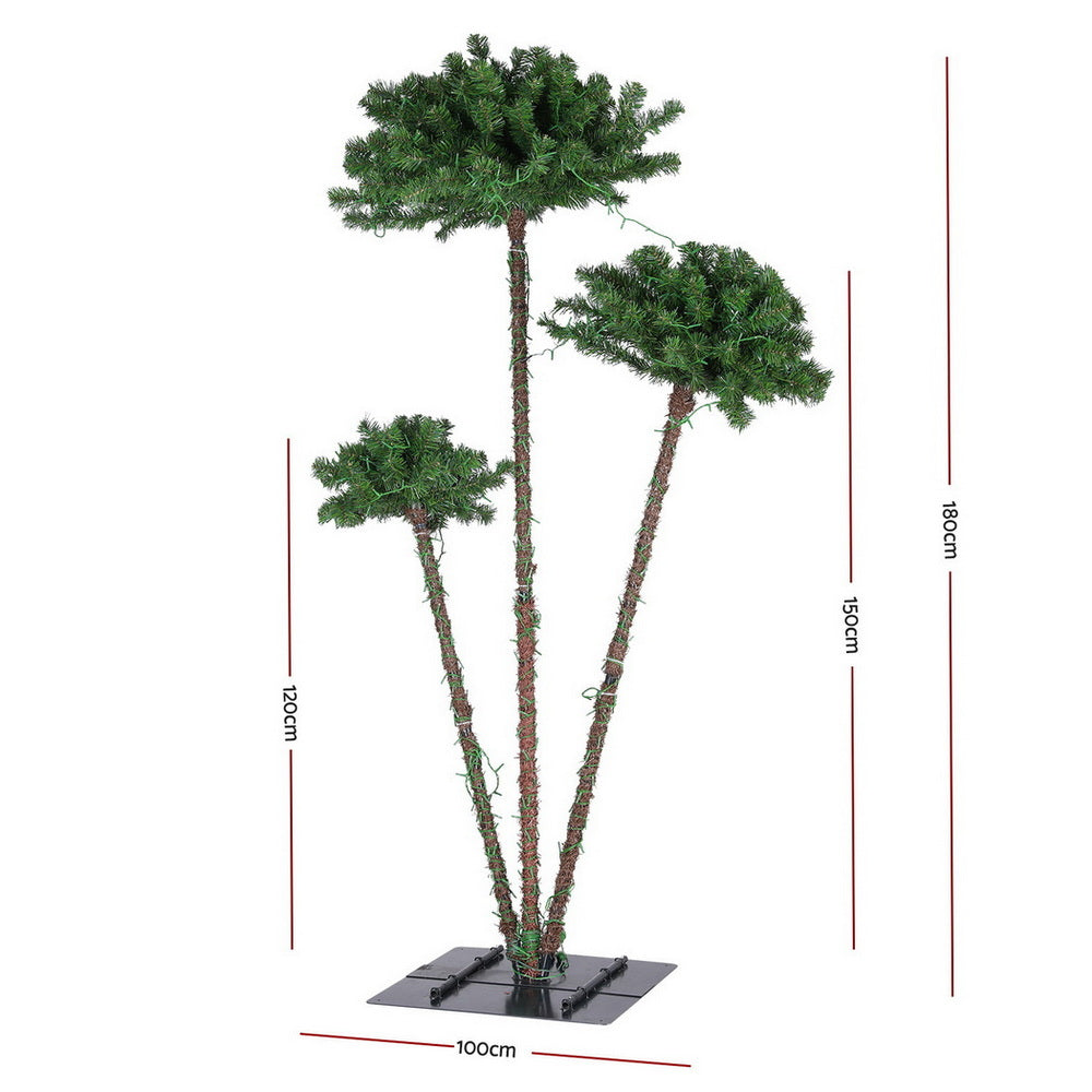 Jingle Jollys Christmas Tree 3-in-1 LED Xmas Palm Tree Party Decor 1.2/1.5/1.8M XM-TR-PALM-3IN1-LED