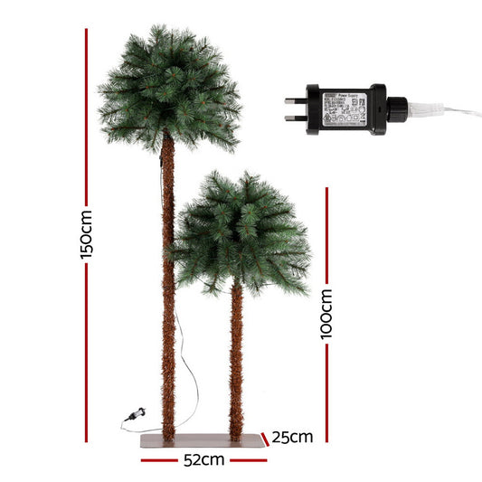 Jingle Jollys Christmas Tree 1.5+1m LED Xmas Palm Tree Party Decorations 2 in 1 XM-TR-PALM-5FT-LED