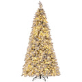 Jingle Jollys Christmas Tree 2.1m Flocking Pencil Tree LED Xmas 860 Tips White XM-TR-PENCIL-7FT-LED