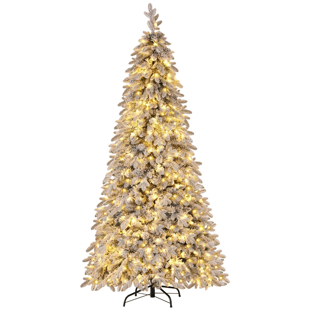 Jingle Jollys Christmas Tree 2.1m Flocking Pencil Tree LED Xmas 860 Tips White XM-TR-PENCIL-7FT-LED