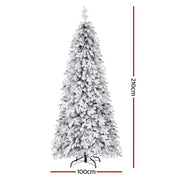 Jingle Jollys Christmas Tree 2.1m Flocking Pencil Tree LED Xmas 860 Tips White XM-TR-PENCIL-7FT-LED