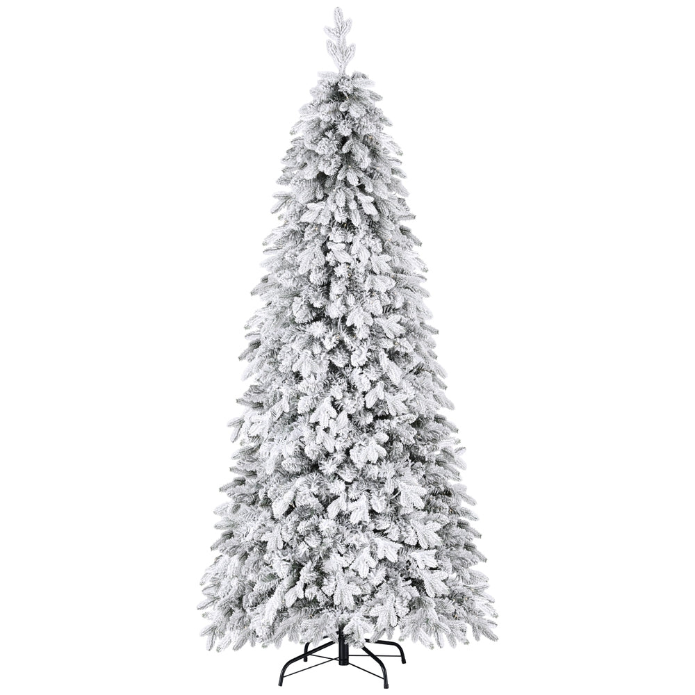 Jingle Jollys Christmas Tree 2.1m Flocking Pencil Tree LED Xmas 860 Tips White XM-TR-PENCIL-7FT-LED