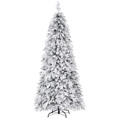Jingle Jollys Christmas Tree 2.1m Flocking Pencil Tree LED Xmas 860 Tips White XM-TR-PENCIL-7FT-LED