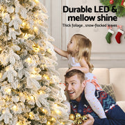 Jingle Jollys Christmas Tree 2.1m Flocking Pencil Tree LED Xmas 860 Tips White XM-TR-PENCIL-7FT-LED