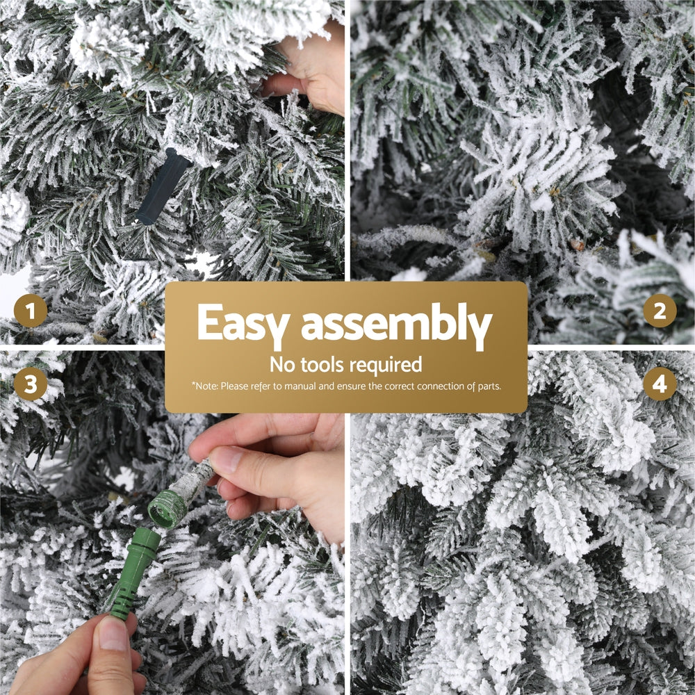 Jingle Jollys Christmas Tree 2.1m Flocking Pencil Tree LED Xmas 860 Tips White XM-TR-PENCIL-7FT-LED