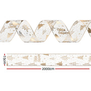 Jingle Jollys 20M Christmas Ribbon Roll Bow Printed Xmas Tree Decor Gift Gold XM-TR-RIBBON-GD