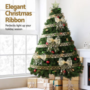 Jingle Jollys 20M Christmas Ribbon Roll Bow Printed Xmas Tree Decor Gift Gold XM-TR-RIBBON-GD