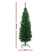 Jingle Jollys Christmas Tree 1.8m Xmas Tree Decorations Green 300 Tips XM-TR-SLIM-6F-GR
