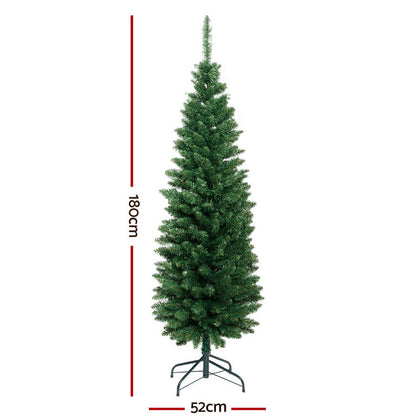 Jingle Jollys Christmas Tree 1.8m Xmas Tree Decorations Green 300 Tips XM-TR-SLIM-6F-GR