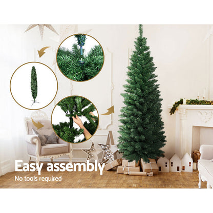 Jingle Jollys Christmas Tree 1.8m Xmas Tree Decorations Green 300 Tips XM-TR-SLIM-6F-GR