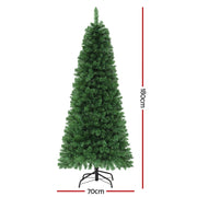 Jingle Jollys 1.8M Pre-lit Christmas Tree 8 Mode Multi Colour 200 LED Light Xmas XM-TR-SLIM-6FT-MC