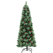 Jingle Jollys Christmas Tree 1.8M LED Xmas Tree Party Decorations Red Barries XM-TR-SLIM-PE-6FT-LED