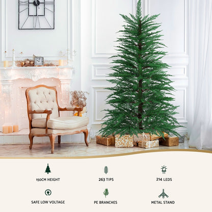 Jingle Jollys Christmas Tree 1.5M LED Xmas Tree Sparse 263 Tips Party Decoration XM-TR-SPARSE-5FT-GR-LED