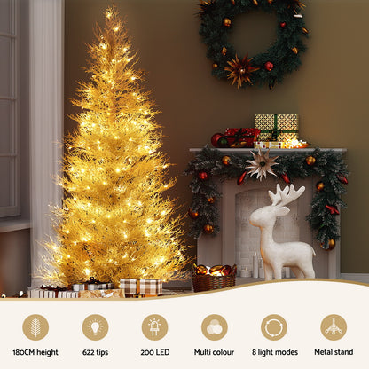 Jingle Jollys 1.8M LED Christmas Tree 8 Modes Adjustable Multi Color Light Snowy XM-TR-SPARSE-6FT-WH-MC