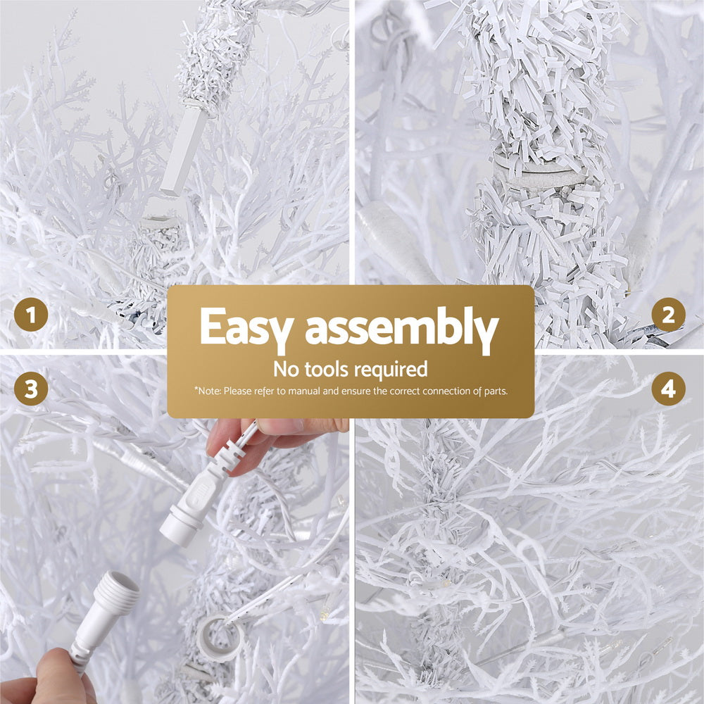 Jingle Jollys 1.8M LED Christmas Tree 8 Modes Adjustable Multi Color Light Snowy XM-TR-SPARSE-6FT-WH-MC
