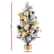 Jingle Jollys Tabletop Christmas Tree 60CM Snowy Xmas Tree Tree Topper Ornaments XM-TR-TABLETOP-2FT-GS-LED