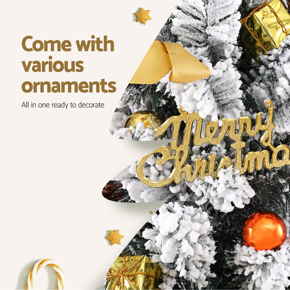 Jingle Jollys Tabletop Christmas Tree 60CM Snowy Xmas Tree Tree Topper Ornaments XM-TR-TABLETOP-2FT-GS-LED
