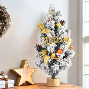 Jingle Jollys Tabletop Christmas Tree 60CM Snowy Xmas Tree Tree Topper Ornaments XM-TR-TABLETOP-2FT-GS-LED