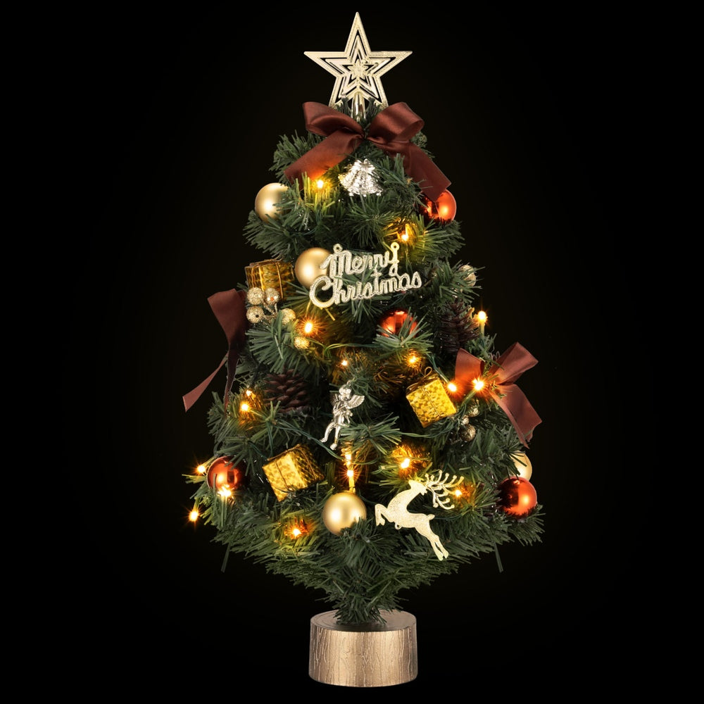 Jingle Jollys Tabletop Christmas Tree 60CM LED Xmas Tree Tree Topper Ornaments XM-TR-TABLETOP-2FT-LED