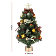 Jingle Jollys Tabletop Christmas Tree 60CM LED Xmas Tree Tree Topper Ornaments XM-TR-TABLETOP-2FT-LED
