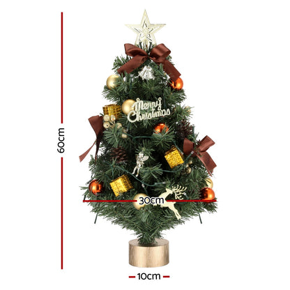 Jingle Jollys Tabletop Christmas Tree 60CM LED Xmas Tree Tree Topper Ornaments XM-TR-TABLETOP-2FT-LED