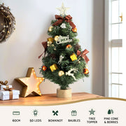 Jingle Jollys Tabletop Christmas Tree 60CM LED Xmas Tree Tree Topper Ornaments XM-TR-TABLETOP-2FT-LED